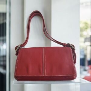 Coach 9848 Red Leather Flap Shoulder Bag Strap Adjustable 2005 Vnt Y2K